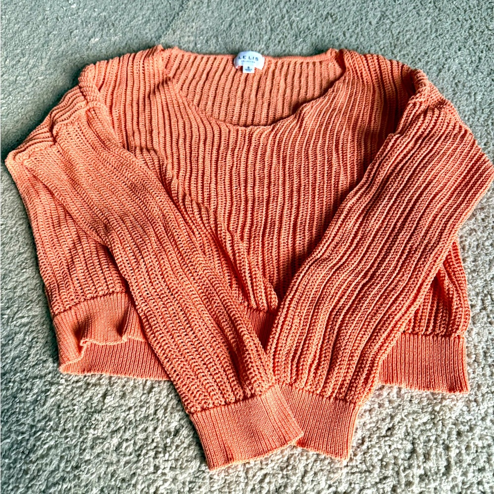 Le Lis Orange Chunky Knit Crew Neck Sweater